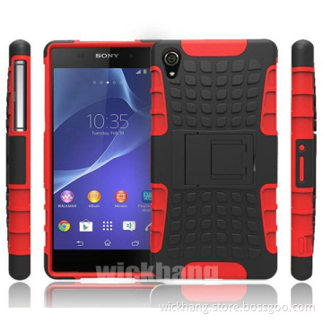 2 in 1 Hybrid Hard Plastic Case Rubber Cover for Sony Xperia Z2